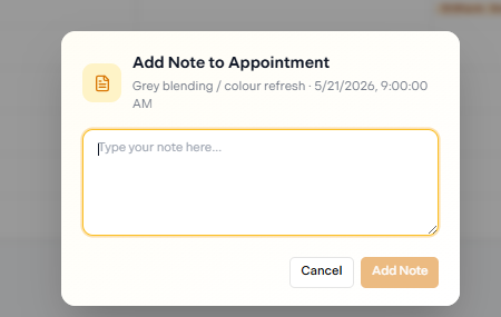 Add Note modal